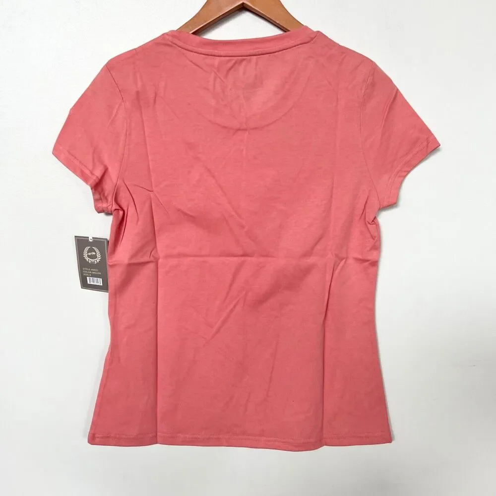NEW Women's Premium Basic T-Shirt Short Sleeve Crew Neck Solid Top Victory - Picture 2 of 7